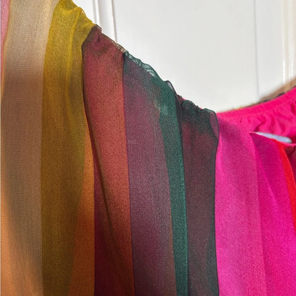 Aakaa‎ Strapless Striped Maxi Dress Multicolor